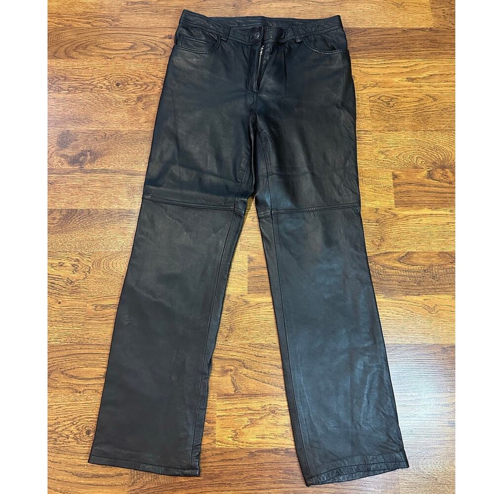 Vintage Rampage 100% Leather Straight Leg Pants Women’s Size 9 Black Fully Lined